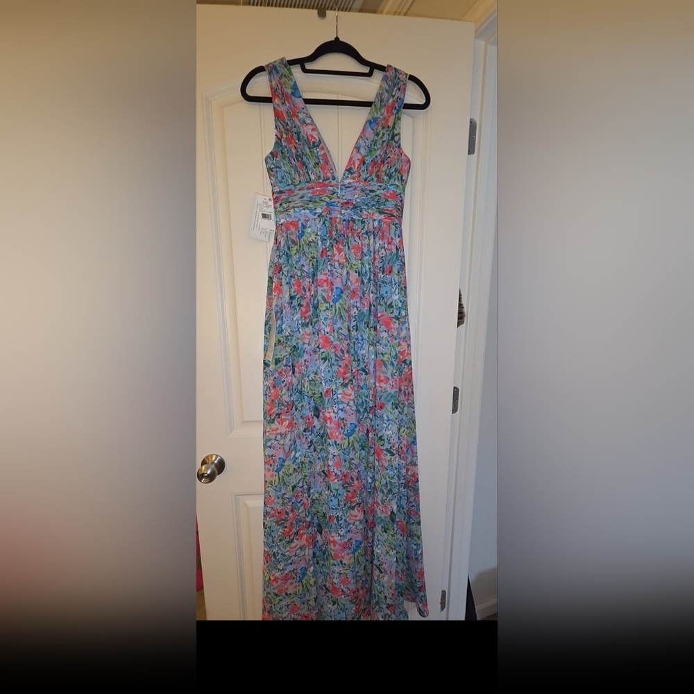 Aidan by Aidan Mattox Multicolor Floral Maxi Dress Size 2 NWT